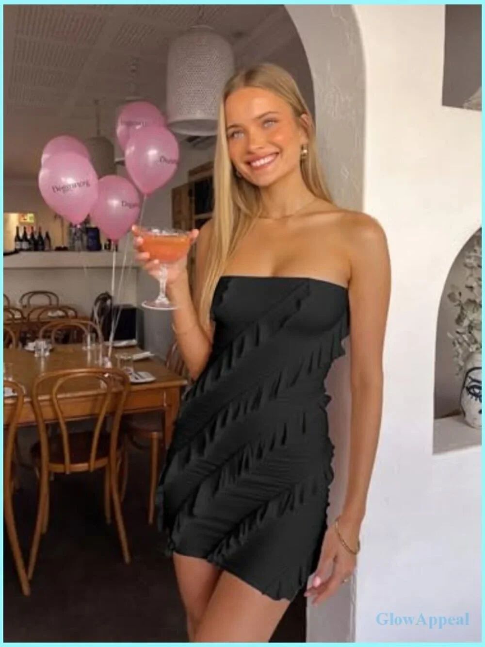 Sexy Strapless Tube Top Bodycon Sleeveless Ruffle Mini Party Dress